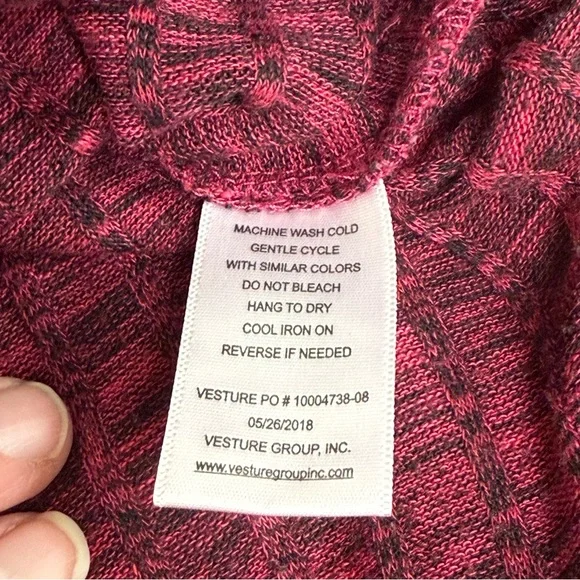 Chenault Burgundy Lace-Up Long Sleeve Textured Knit Top L Fall Winter - Picture 7 of 9